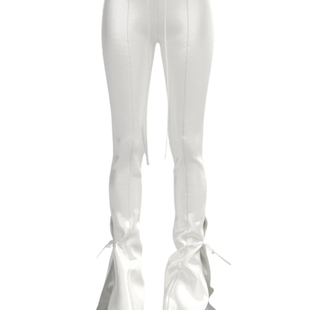 White faux leather statement pants